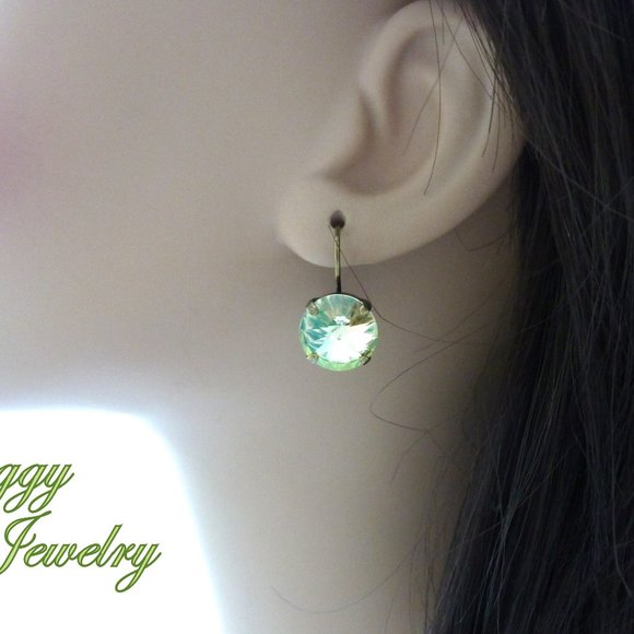 Swarovski Crystal Luminous Green Drop Earrings - Picture 5 of 6